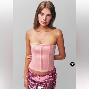 Danielle Guizio Baby Pink Satin Corset *New without tags*